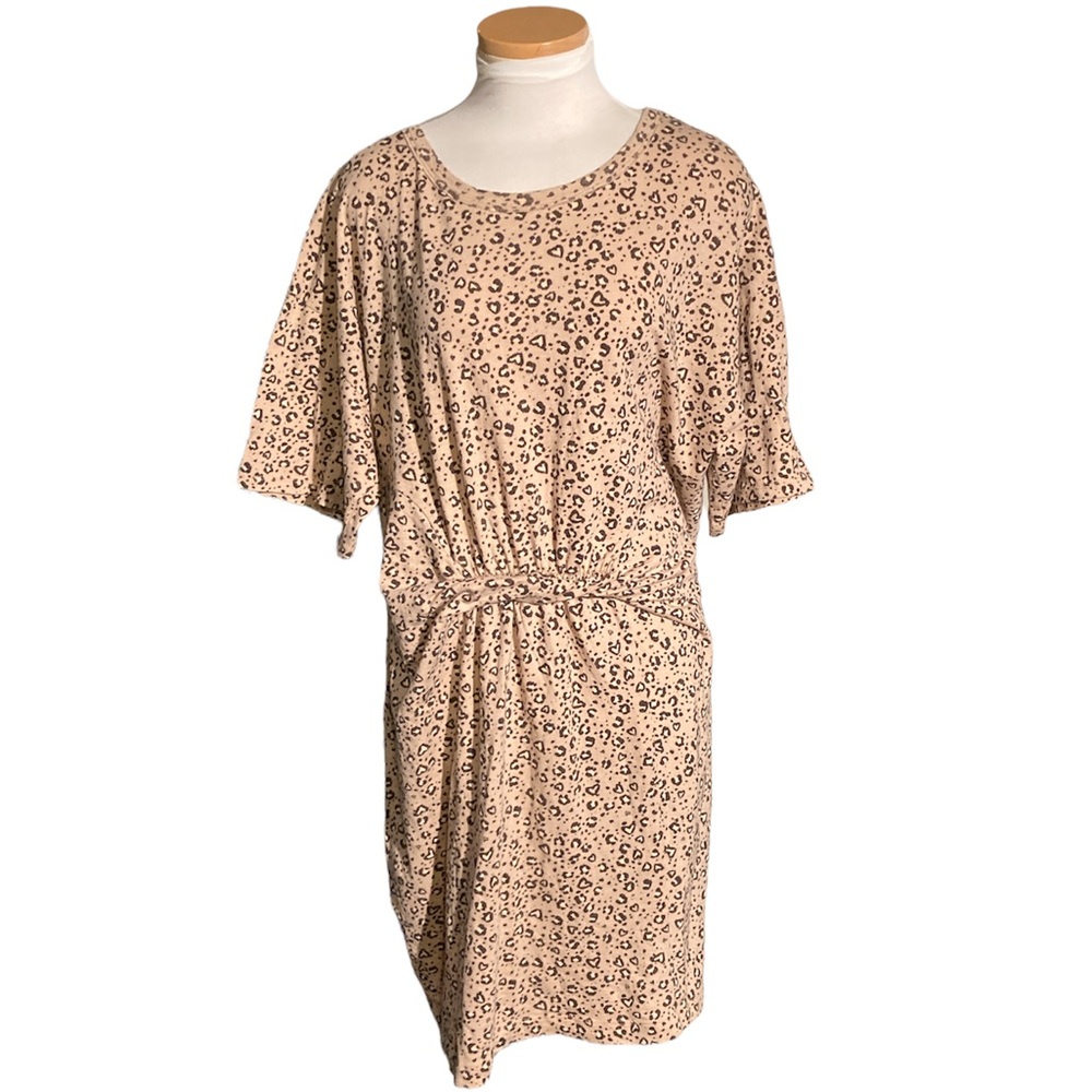 Aeri Animal Print Tee Shirt Dress with Front Twist Size XL